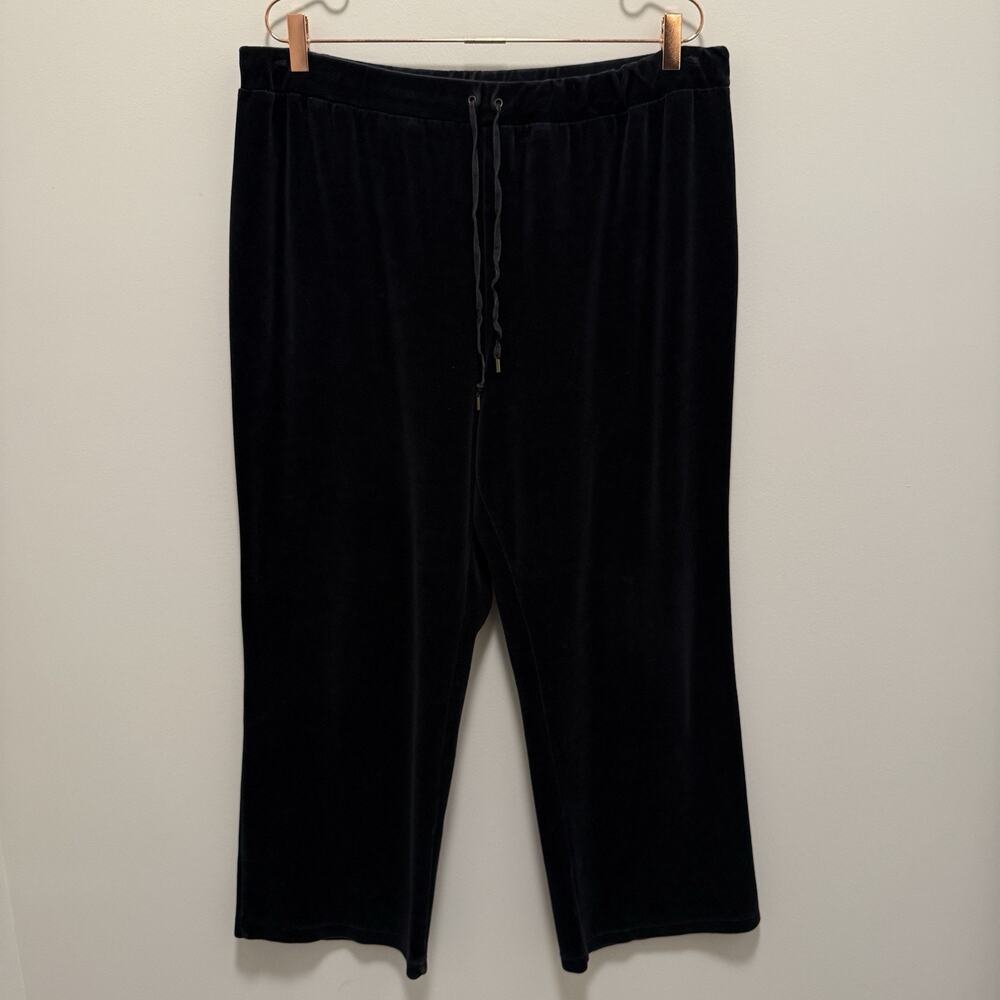 Lauren Ralph Lauren Velvet Pants Womens 2X Black Drawstring Old Money Lounge
